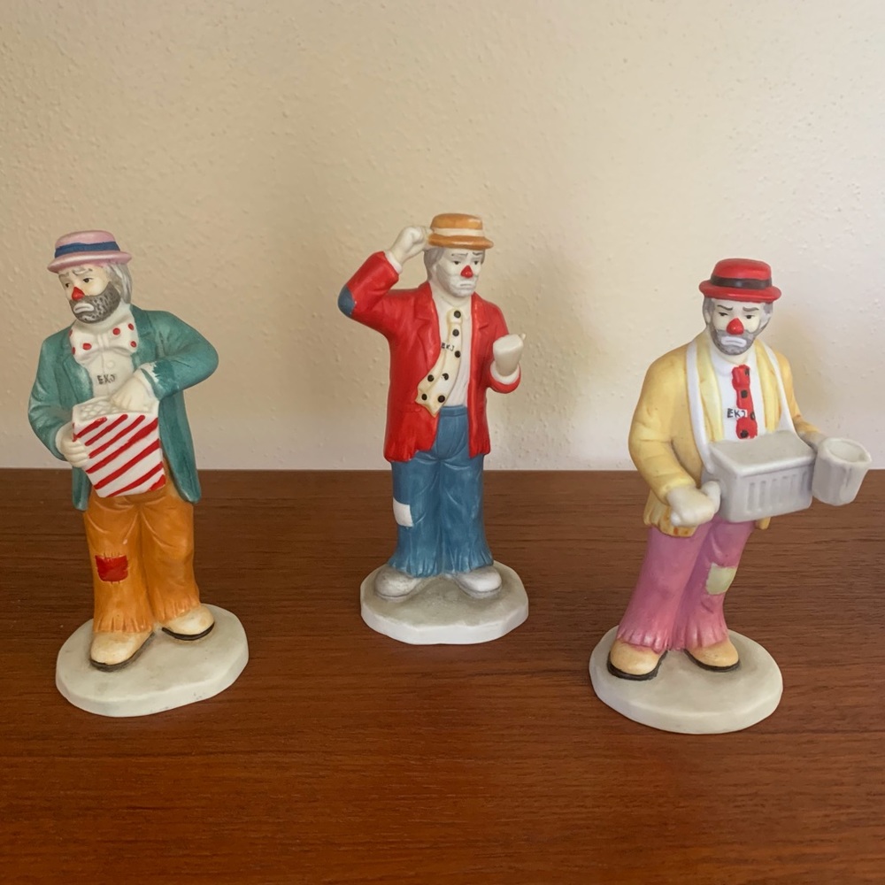 Set of 3 Porcelain Clowns